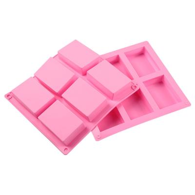 China Viable Wholesale Reusable DIY 3d Silicone Mold Square Shaped 6 Hole Soap Mold for sale