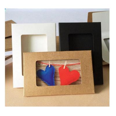 China Recycled Materials Custom Logo Cardboard Kraft Paper Postcard Envelope Black White Foldable Printing Box for sale