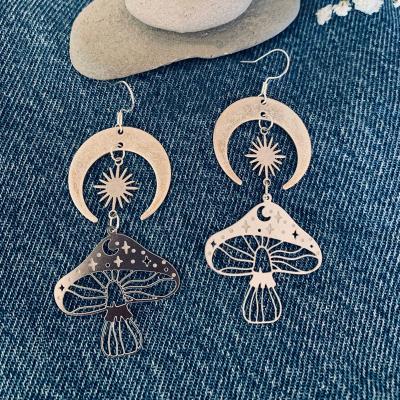 China 1Pair Fashion Women CLASSIC Sweet Cool Drop Earrings Handmade Mushroom Pendant Hollowed-out Jewelry Chunky Mushroom Earring for sale