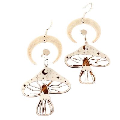 China Large CLASSIC Wholesale Star Fashion Circle Earrings Moon Earrings Women Hollowed Out Mushroom Earrings Boho Witchy Jewelry Gift for sale