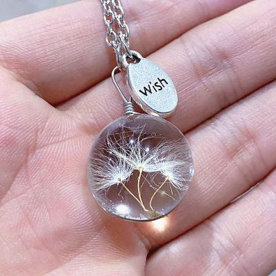 China Fashionable Natural Dandelion Necklace Glass Ball Glass Ball Dandelion Necklace Women Transparent Personalized Chain Necklace Casual/Sporty Pendant Charm for sale