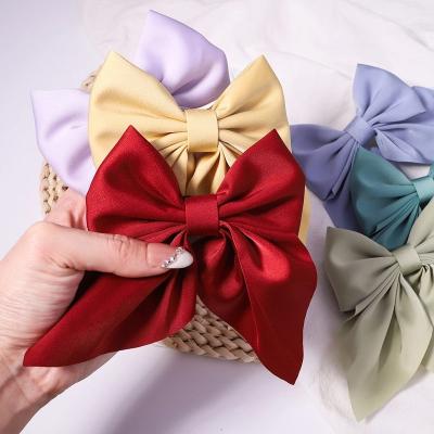 China Decoration Hair Accessories Bows Hairpins Bowknot Hair Clips For Girls Satin Butterfly Creaseless Mini Hair Clip Barrettes for sale