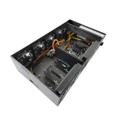 China Wholesale cheap 8GPU 65mm gpu rigpitch slot desktop gpu case with B85 motherboard 1800W encryption graphics card chassis for sale