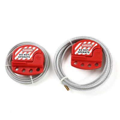 China Accepts up to 4 padlocks for multiple lockout application. NTC01-4 4mm Diameter 2M Length OEM LOTO Adjustable Cable RED Nylon Lockout for sale