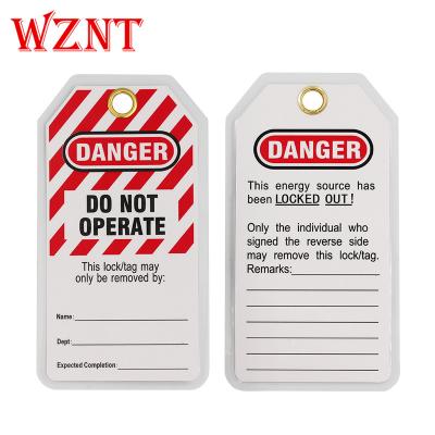 China Custom Red PVC NT-T02PC Isolation Warning Hazard Electrical Lockout Safety Tags for sale