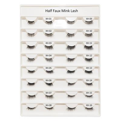 China Vegan 3d Natural Curly Faux Mink Eyelashes Wholesale Handmade Crisscross Half Lashes Vendor for sale