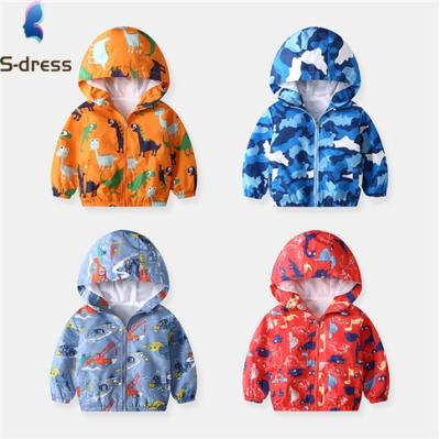 China Breathable Boys Coat 2021 Spring Autumn New Children Clothing Baby Fashion Coat Cartoon Dinosaur Hooded Jackets for sale