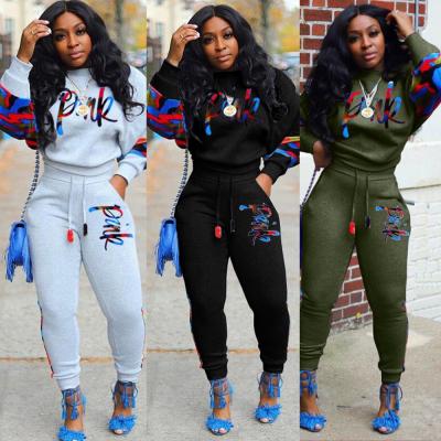 China 2021 Anti-Static Casual 2 Pcs Teams Clothing Printing Long Pants Jogging Tracksuit Plus Size Women Two Piece Set for sale