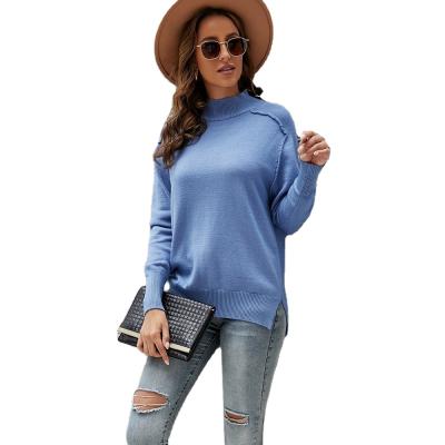 China Autumn And Winter Solid Color High-neck Pullover Sweater Breathable Long-sleeved Core-turned Casual Loose Sweater for sale