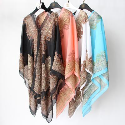 China Wholesale Fashion Summer Poncho Anti-UV Beach Wear Cover Up, 15 Colors Lady Beach Pareo Multifunctional Sarongs for sale