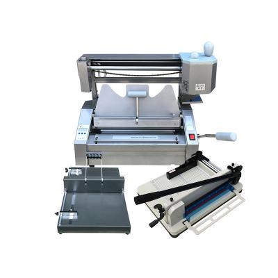 China Manual Glue Binding Creasing Machine+Paper Cutter+350mm 74.5X45X47CM for sale