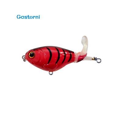 China ABS GASTORNI New Style 75mm 17g Topwater Plastic 2 Section Pencil Thruster Spin Tail Artificial Floating Bait for sale