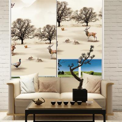 China Haoyuan CLASSIC home center oil painting electric blinds motorized roller and zigbee blinds for sale