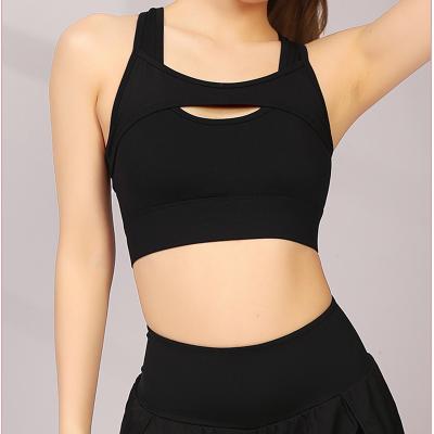 China Beautiful breathable back women's sports bra ribbed yoga clothes running sports underwear shockproof fitness woman sports bras for sale