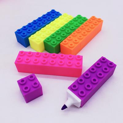 China Promotional Markers & Building Block Promotional Shape Highlighter Bars Gifts Colorful Highlighter Bar Maker Pen for sale