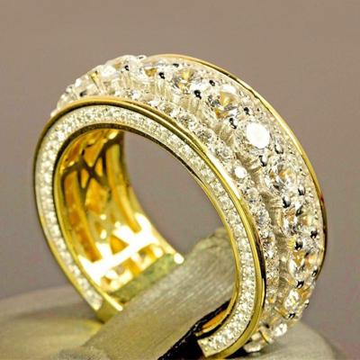 China Fahionable Jewelry European and American Classic Diamond Ring 18k Gold Plated Drill Bitten Engagement Ring for sale