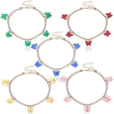 China Inlay technology: Hot selling fashionable acrylic claw setting new product butterfly anklet chain body accessories for sale