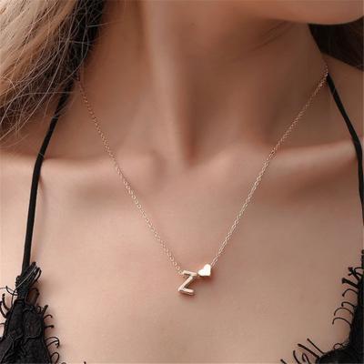 China Factory Wholesale Durable Fashion Simple Necklace Letter Initial Heart Clavicle Chain for sale