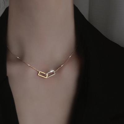 China Custom Jewelry s925 sterling silver durable square necklace women designs chain luxury ladies simple style for sale