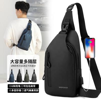 China Factory trend new multifunctional outdoor men's trunk bag usb waterproof black one-shoulder durable direct casual messenger bag for sale