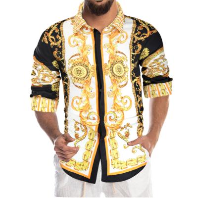 China 2021 New Arrivals Camisa Mens Breathable Hawaiian Shirt Long Sleeve Paisley Print Luxury Royal Casual Shirts for sale