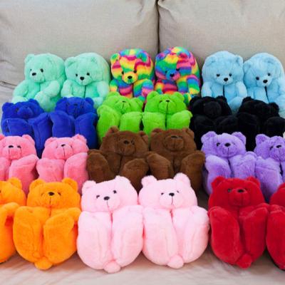 China Cheap Custom Fashion Trend Lovely Plush Animal Slipper Custom Animals Bedroom Teddy Bear Slipper for sale