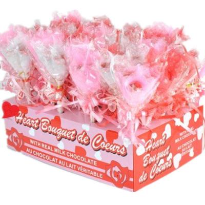 China New product 15g heart shape valentine chocolate candy bouquet 41.5*27*26.5cm for sale