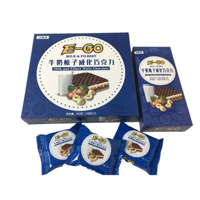 China Daily Eat Crispy Chocolate Snack Bulk Pack Milk Wafer Hazelnut Milk Chocolate Cookie OEM China Factory Manufacturing for sale