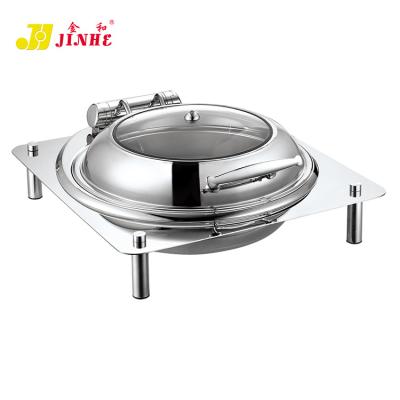 China New Design Rolling Desktop Stainless Steel JINHE Friction Glass Dish Latest Modern Non-stick Rolling Dishes for sale