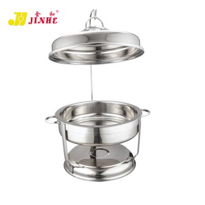 China JINHE Shape Non-Stick Luxury Food Warmer Stainless Steel Buffet Set Round Hanging Chafing Dish for sale