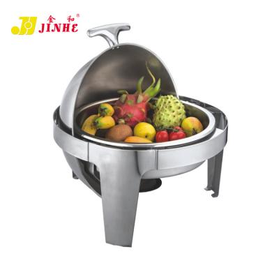 China Durable JINHE Round Shape Stainless Steel Buffet Table Round Friction Rotating Dish Cover for sale