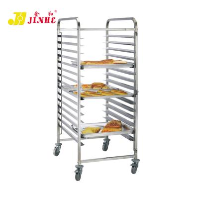 China JINHE Classic Portable 15 Tier Stainless Steel Metal Drying Rack Three Tray Parts Trolley for sale