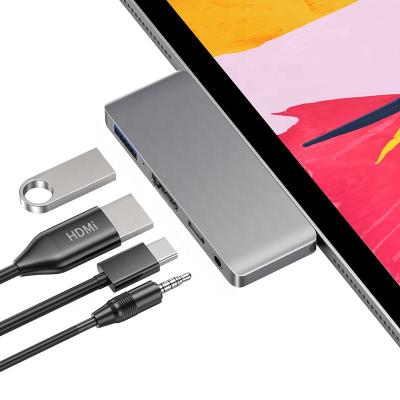 China For iPad Pro and Other USB3.0 PD 3.5mm Docking Station 4 Port USB-C Fast Charging Audio Hub For Macbook iPad Pro for sale