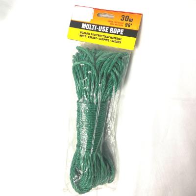 China Multi-Use High Strength Kontted Regular Rope Twisted Polypropylene Green Racing Rope for sale