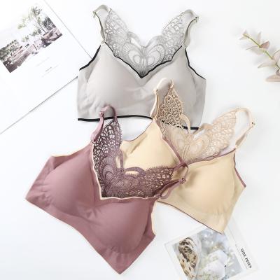 China Best Selling Bernapas Comfortable Breathable Nylon Wire Free Underwear The Butterfly Beauty Back Woman Seamless Bra for sale