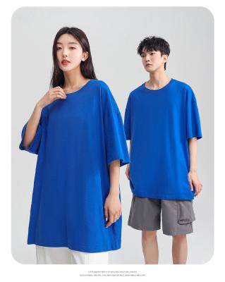 China High Quality T-shirt Drop Shoulder High Quality Anti-wrinkle Drop Couples T-shirt Summer Large Size 100% T-shirt for sale