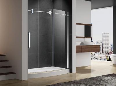 China Sliding shower door with stainless steel 304 wheel,handle,sliding rail,curved 10mm tempered glass for sale