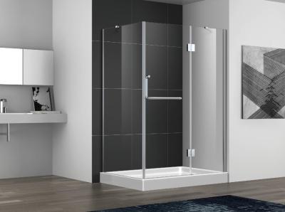 China Hinge open shower door with stainless steel 304 hinge and towel bar handle,3/8 inches clear tempered glass for sale