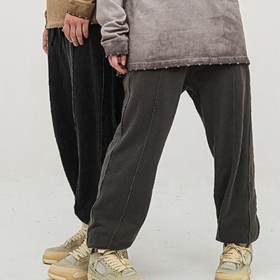 China 2022 QUICK DRY deconstructed quilted washable sweatpants European and American ISS high street fashion brand pants terry side pants for sale