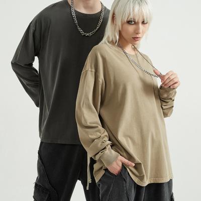 China Anti-Wrinkle Pocket Dating Oversized 2022 Spring Basing Shirt High Street Fashion Retro Loose Brand Long Sleeve T-Shirt for sale