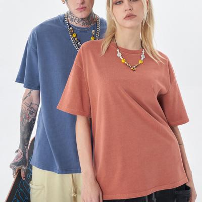 China Anti-pilling 2022 Spring And Wash Summer 250G Color Gender No Sleeves Heavy Solid Loose Fashion Men Brand Men's Wear T-shirt Short T-shirt for sale