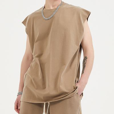 China Anti-wrinkle 2022 spring and summer wash water do high street fashion brand vest vest old solid color sleeveless tee for sale