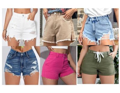 China New Polyester In-Stock Wholesale Store Assorted Loose Jeans Pants Mixes Clothes For Women Denim Shorts for sale