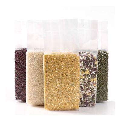 China Recyclable Food Grade Clear Custom Transparent Plastic Bag Plastic Bags For Rice Packaging Rice Brick for sale