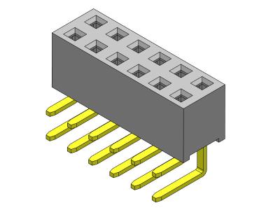 China 2.54mm Dual Row R/A Dip TYPE PCB Header Connector 2*2PIN To 2*40PIN for sale