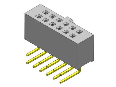 China Dual Row R/A TYPE Female Pin Connector 2.54 Mm 2*2PIN To 2*40PIN H=8.50mm for sale