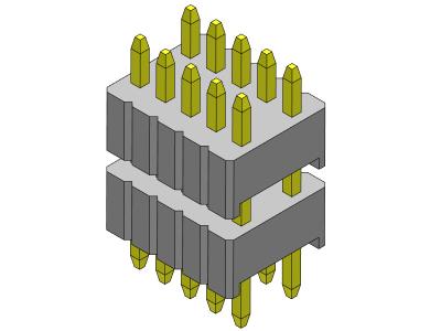 China Pin Header Connector 1.27mm Serise Dual Row Stack Straight Type 1.27*2.54mm 2*2PIN To 1*40PIN SQ0.46mm for sale