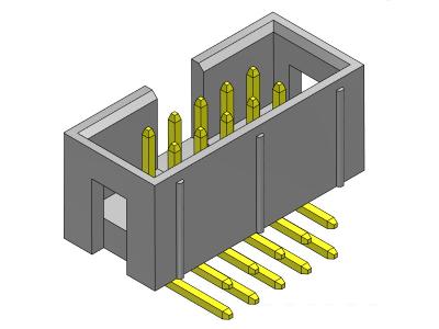 中国 Dual Row 2.54 Mm Box Header Right Angle Type 2*3-2*32Pin Nylot6T 3AMP 販売のため