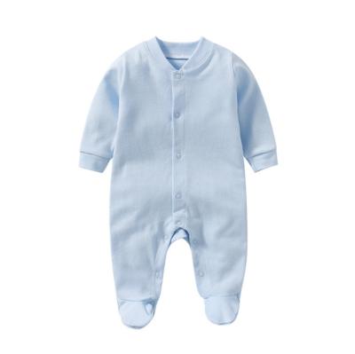 China 2020 New Design Long Sleeve Front Opening Baby Rompers Breathable Eco-friendly Color Snap Button Empty Pajamas For Newborn for sale