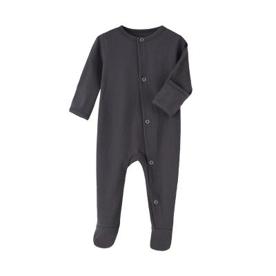 China Wholesale Eco-Friendly Breathable Baby Rompers 100%cotton Rib Fabric Baby Clothes Solid Color Pajamas For Newborn Babies for sale